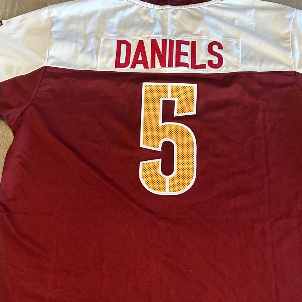 Commanders Red and White Sports Jersey‎ Jayden  Daniels
